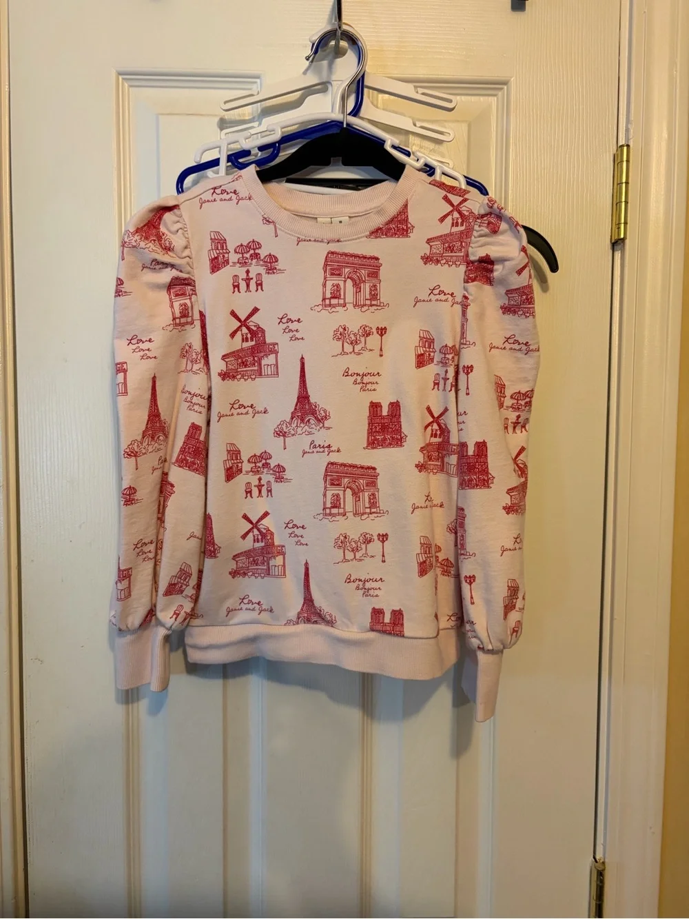 Janice and Jack Paris Puff Sleeve Sweatshirt Sz 10
